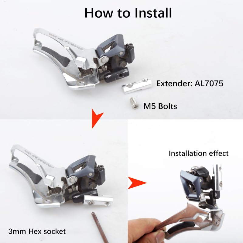 DJC Road Bike Front Derailleur Extender Adapter Converter Shimano R7000