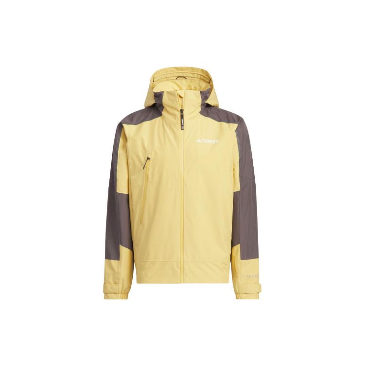 Adidas Цветной логотип для спорта на открытом воздухе с капюшоном, водонепроницаемая ветровка для мужчин, верхняя одежда светло-желтого цвета IS0285