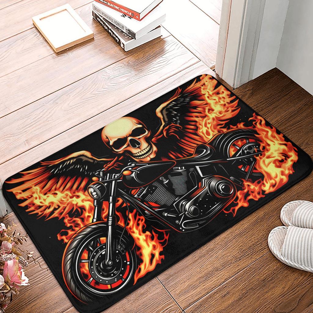 Retro Motorcycle Workshop Hip Hop Design Doormat Non-Slip Entrance Kitchen Bathroom Door Floor Mat Bedroom Balcony Carpet Rug