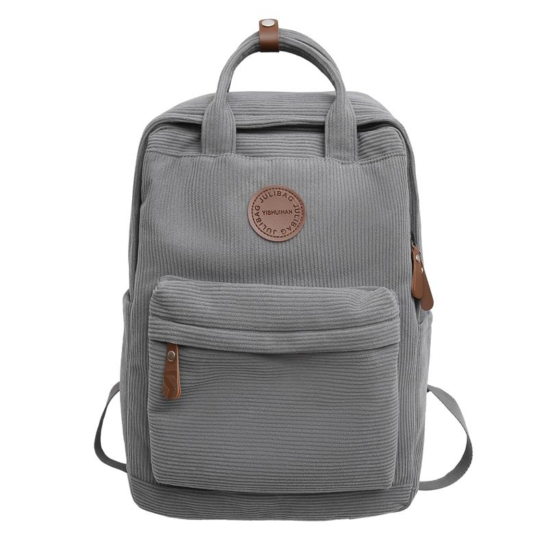 Women Corduroy Backpack Student School Bag Retro Class Book Backpack