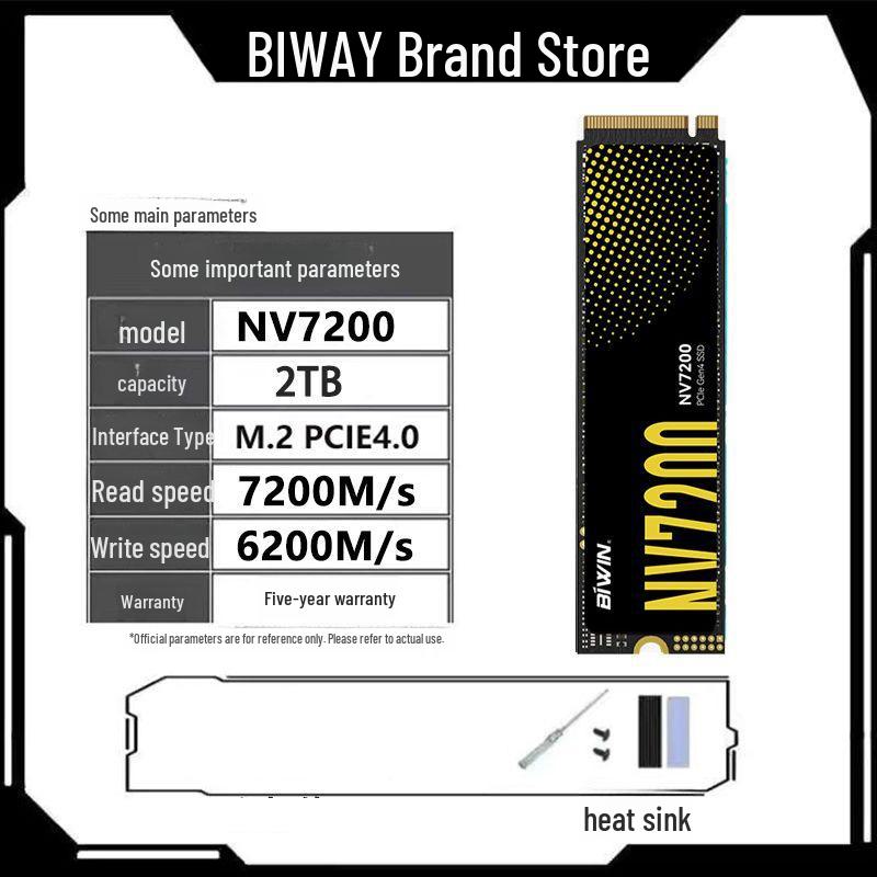 Игровая консоль Biwei 2TSSD M.2 NVMe NV7200 AI с SSD PCIe 4.0 на 1 ТБ