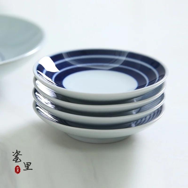 Керамическая тарелка для дегустации, японская круглая тарелка, фарфоровая тарелка для приправ, соусница, столовые приборы, кухонные принадлежности, дропшиппинг