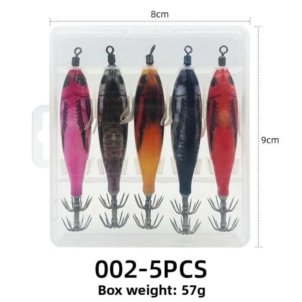 8cm Size Cuttlefish Egi Squid Lure Glow Feature Horizontal Design Squid Jig 5.6g Weight Hard Bait Wood Shrimp Lure Squid Fishing