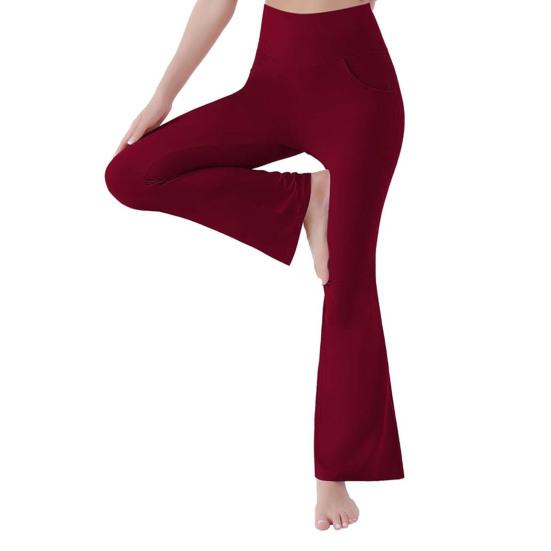 Женские расклешенные штаны для йоги Yousheng, леггинсы с высокой талией и карманами для тренировок, эластичные брюки-клеш для офисных тренировок