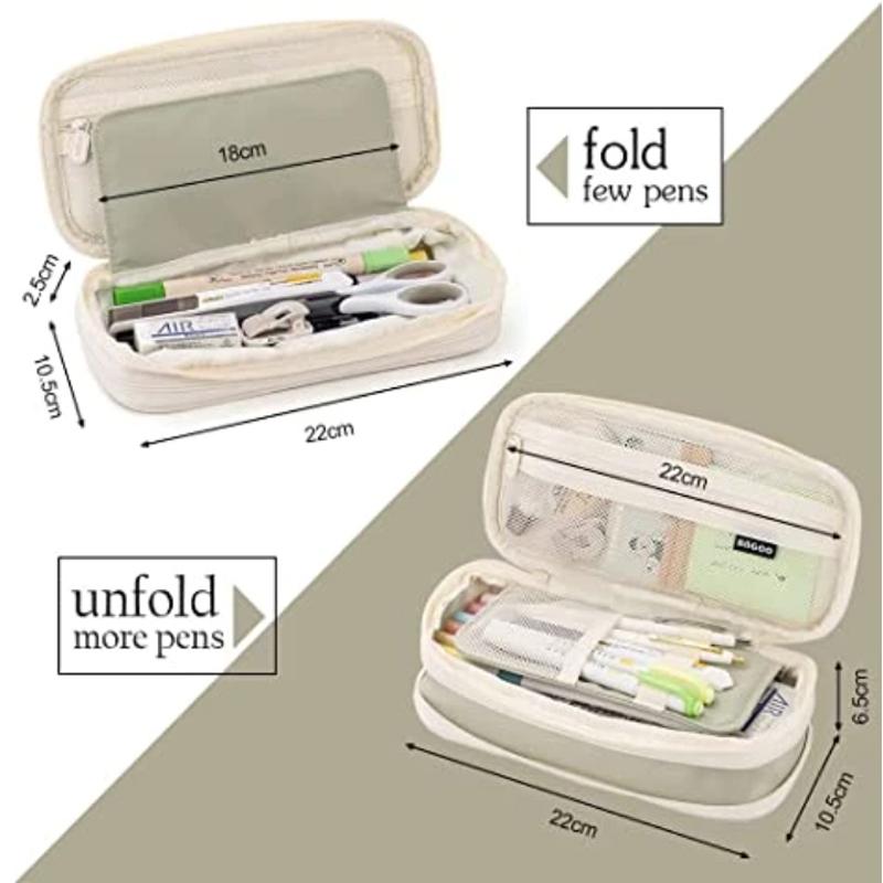 Kawaii Green Pencil Cases Big Capacity Cute Pouch Holder Canvas Bag Washable School Supplies Korean Cancelware