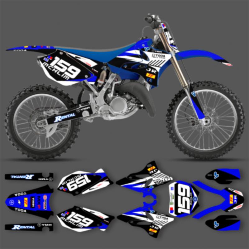 PowerZone Custom Team Motorcycle Full Sticker Graphics Kits For YAMAHA YZ125 YZ250 2002-2014 Number Name Custom Sticker