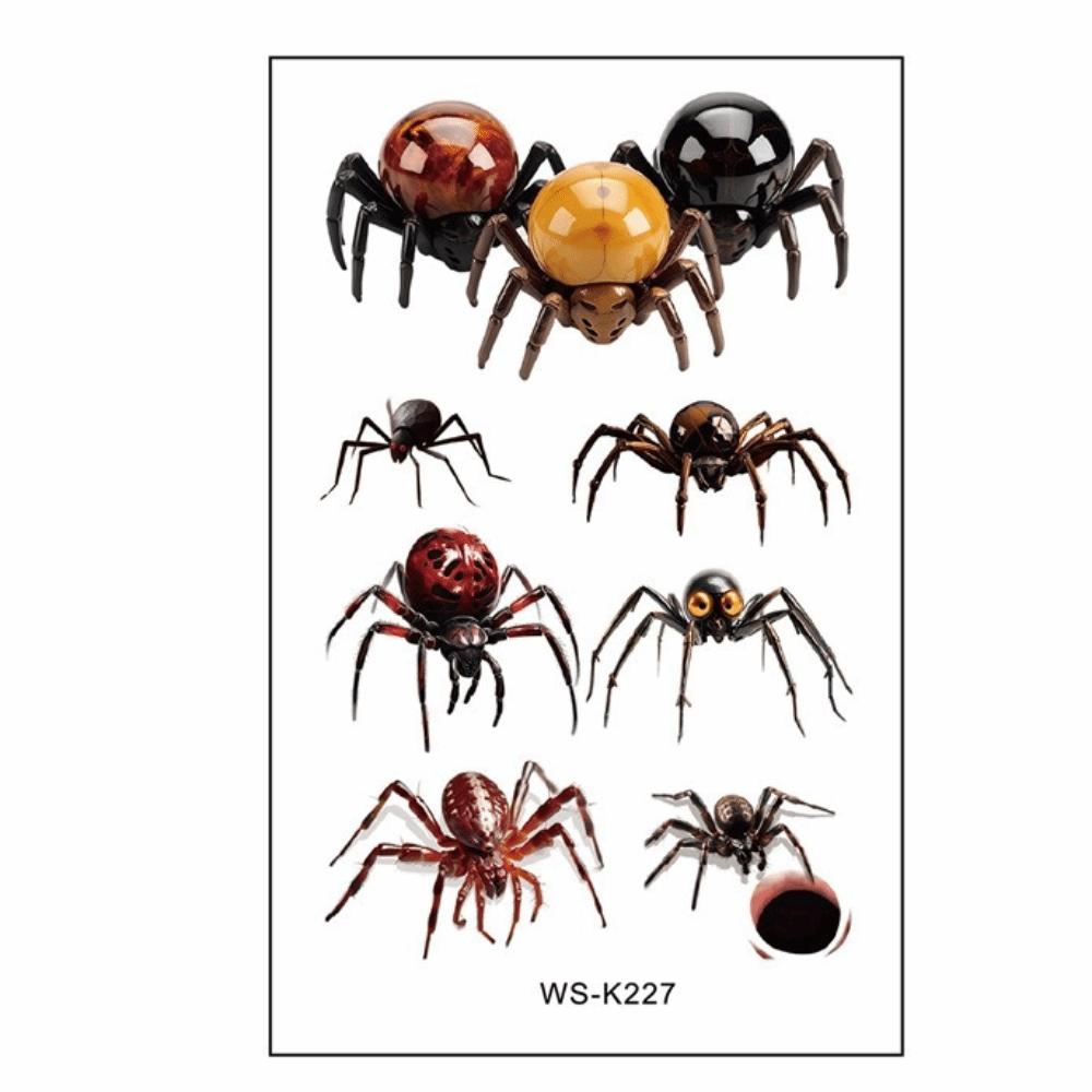 Waterproof Spider Tattoo Realistic Halloween Face Tattoo Body Art Body Tattoo Stickers Face Makeup