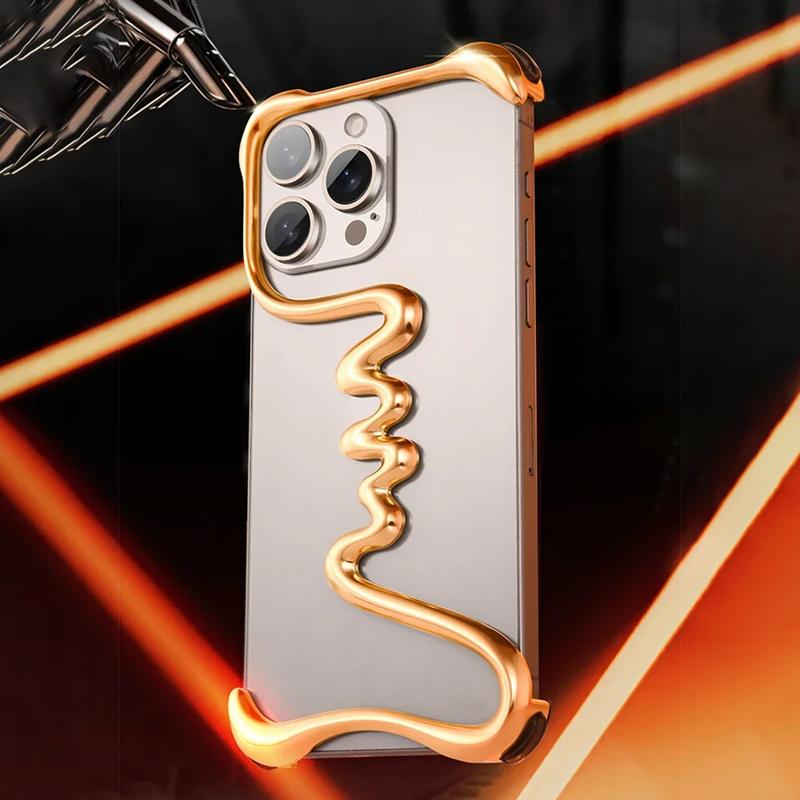 Роскошный безрамный металлический 3D чехол для телефона iPhone 14 15 16Pro Max 16Plus 15Pro алюминиевый сплав Track Shell Air Bag противоударный чехол