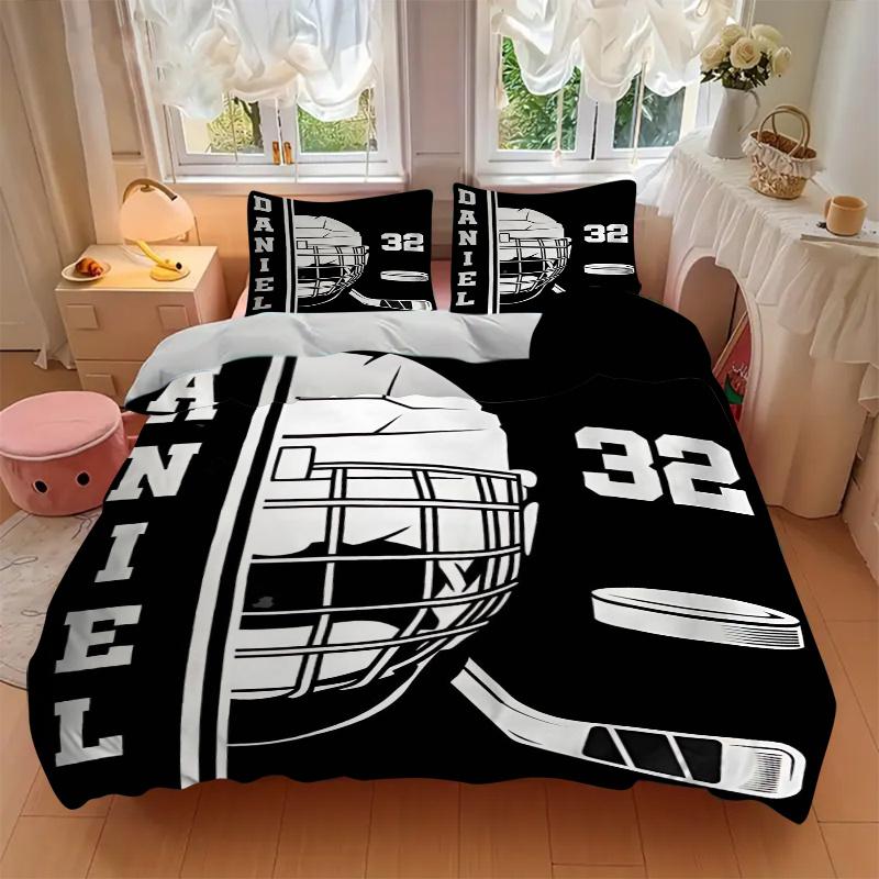 3pcs Hockey Team Quilt Set, Soft and Comfortable Bedroom