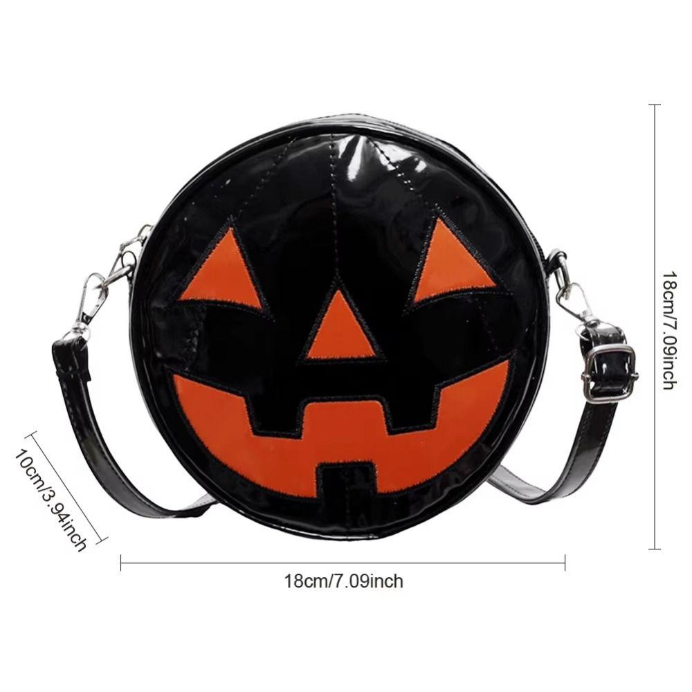 Purse Round Halloween Pumpkin Crossbody Bag Adjustable Strap Pumpkin Devil Shoulder Bag Men/Women