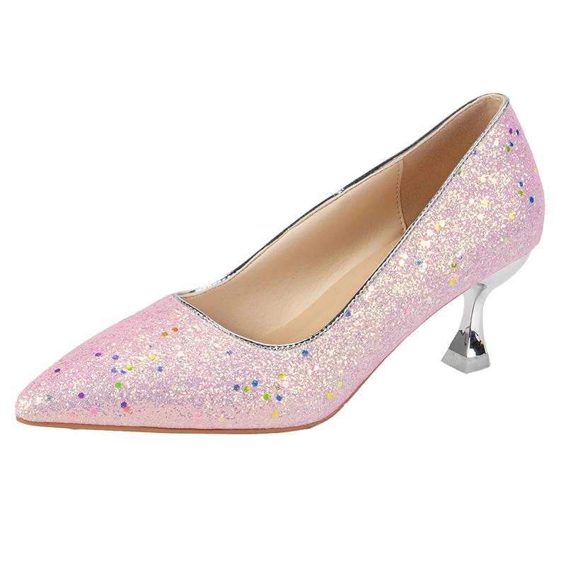 Модные новые туфли-лодочки с острым носком и пайетками на осень, женская мода, шпилька, лист, стразы, хрустальный каблук, одинарные туфли