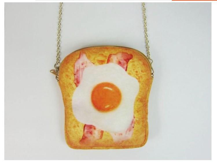 Creative female shoulder bag cute poached egg bag toast bread chain mobile phone bag Japanese and Korean fabric mini bag