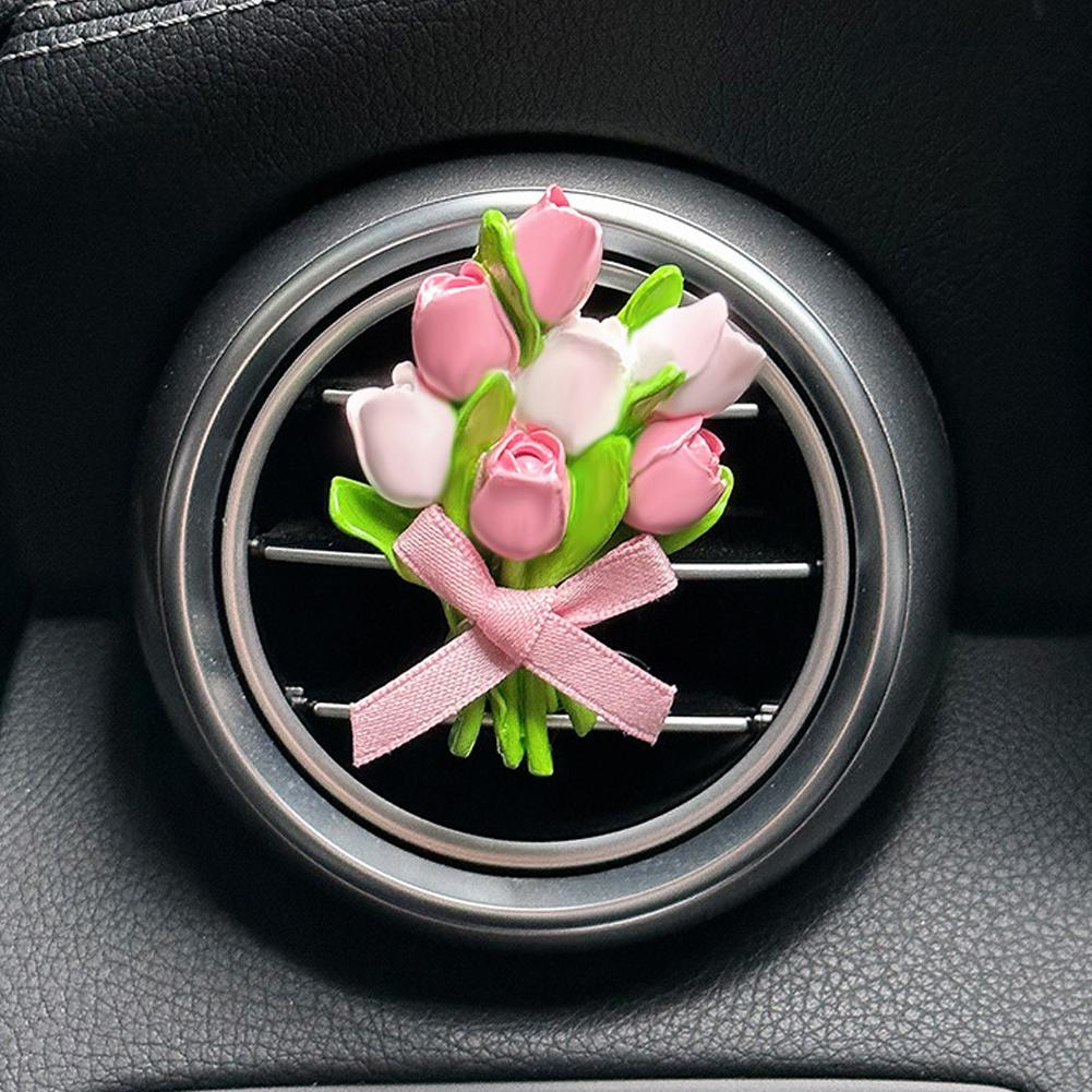 Автомобильный ароматизатор-клипса для вентиляционного отверстия, кондиционер, ароматерапия, освежитель с милым дизайном в виде цветка тюльпана