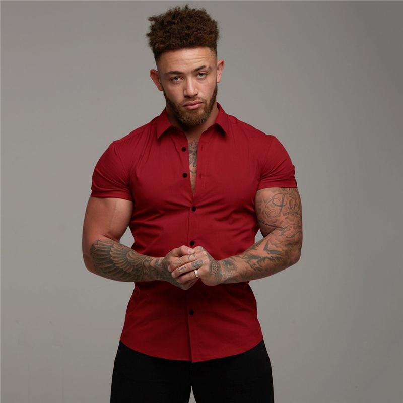 Men's Fashion Dress Shirt Summer Classic Slim Fit Button Short Sleeve Shirts for Men Casual Business Male Hipster Social Shirt