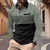 Мужская рубашка весна-осень с отложным воротником на пуговицах, контрастный полосатый принт, длинные рукава, свитер средней длины, повседневный деловой топ
