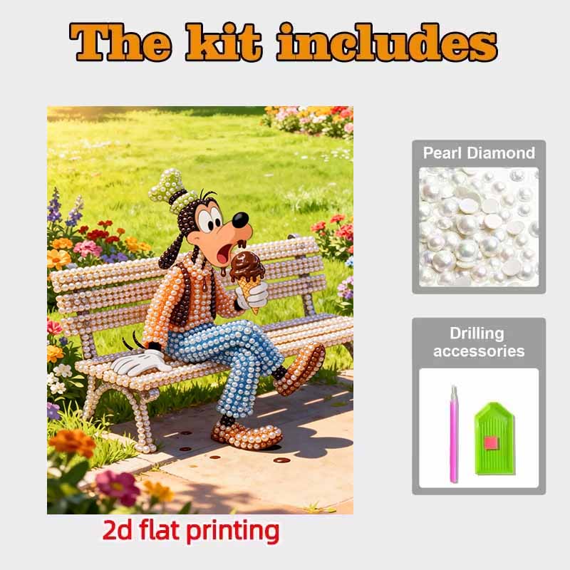 Disney Pearl Art Painting Home Wall Decor Goofy Ice Cream Picture Crafts Adult/Beginner Gift Creative Home Decor Unframed