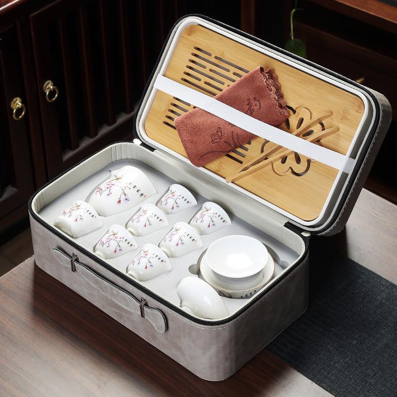 Business Bank Company Corporate Festival High-end Gift Set Suet Jade Porcelain Travel Tea Set