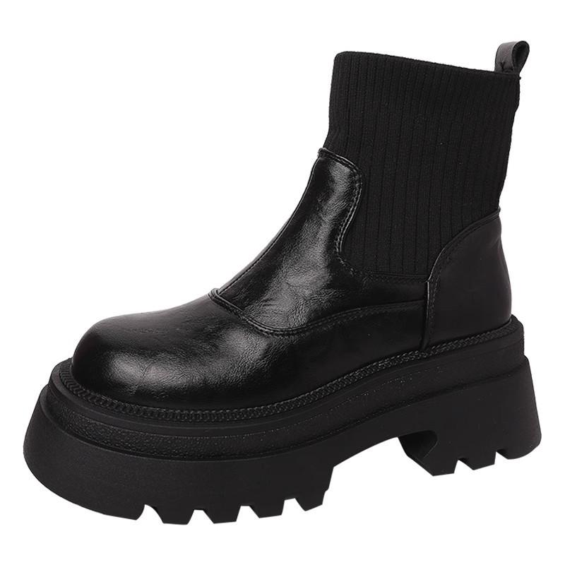 Узкие ботинки ботинки Мартина женские осенне-зимние новые маленькие на толстой подошве увеличивающие рост короткие модные носки-ботинки