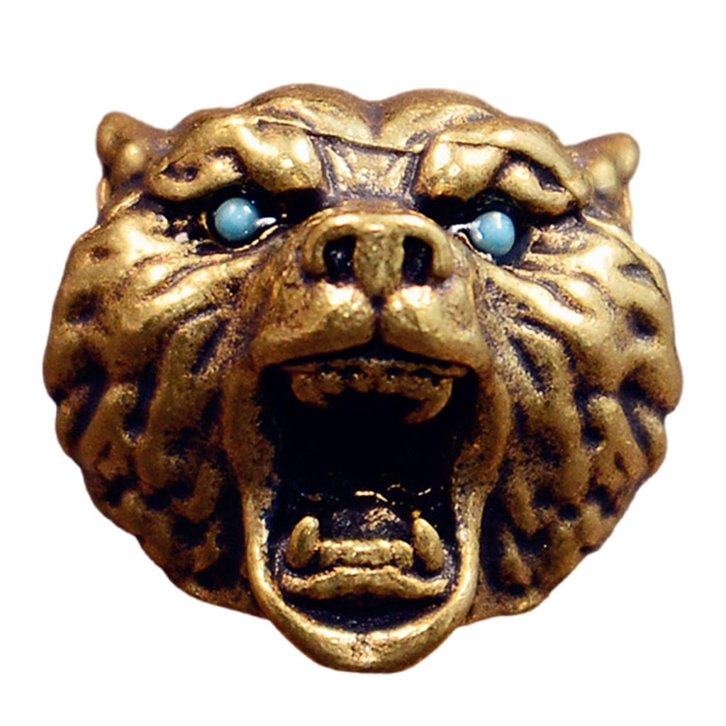 Brass Lion Head Keychain For Everyday Carry Durable Key Ring With Paracord Pendant Unisex Fashion Accessory For Outdoor Adventures