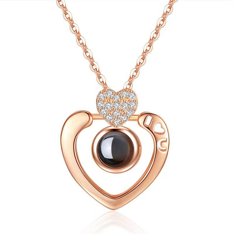 Серебряное ожерелье S925 - Проекция «Я люблю тебя» на 100 языках, Не тускнеющее, Бестселлер, вдохновленный TikTok, для женщин