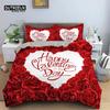 Red Rose Floral Duvet Cover Love Heart Bedding Set Microfiber Romantic Quilt Cover Queen King For Couple Wedding Valentine Decor