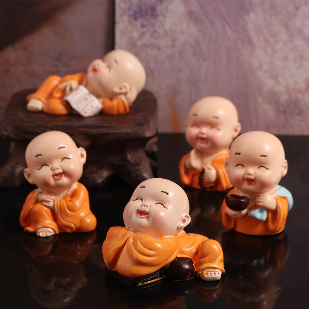 DIY Mini Buddha Figurine Cute Small Monk Sculpture Buddha Ornaments  Car Decoration