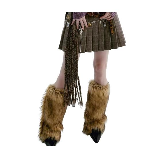 Faux Fur Fuzzy Leg Warmer for Women Girls Soft Plush Furry Boot Covers Winter Warm Boot Cuff Sleeves for Party Costume