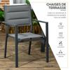 Garden Furniture Set in Aluminium and Textilene Extendable Table 8/12 People 12 Stackable Chairs Grey