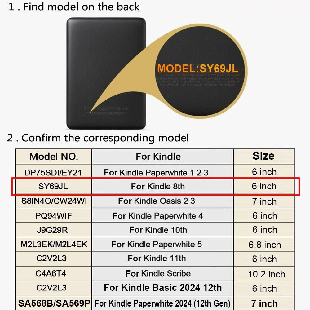 Stand 6 inch e-Reader Case for Kindle 8th Generation-2016 Release (Model NO. SY69JL)