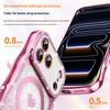 Для iPhone 17 Pro Магнитный чехол Электроокрашенный Волнообразный каркас Декор из страз ТПУ ПК Чехол для телефона с блестящей бумагой в виде сердца