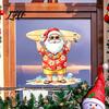 Tropical Holiday Party Decor Santa Claus Surf Window Static Sticker Christmas PVC Decal Cling Easy Apply Waterproof Sticker for Glass Doors