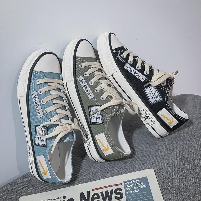 2024 Men's Korean Style Trendy Low-Top Canvas Shoes – Breathable, Casual, All-Match Sports Shoes for Students