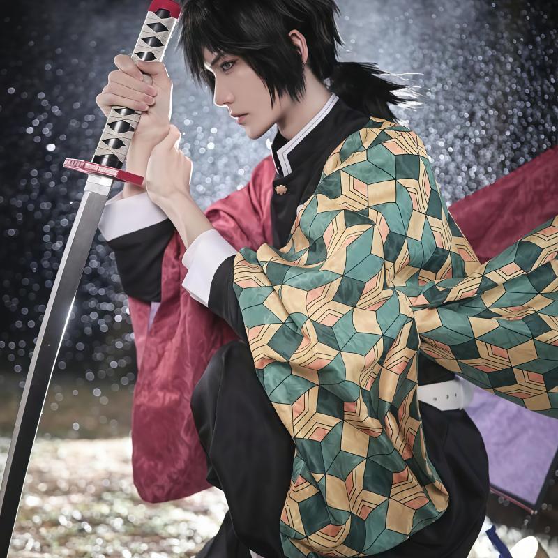 Аниме Kimetsu No Yaiba Tomioka Giyuu аксессуары для костюмов для косплея Pak Uniformen Kostuums Pruik Kind Volwassen Feest Cadeau