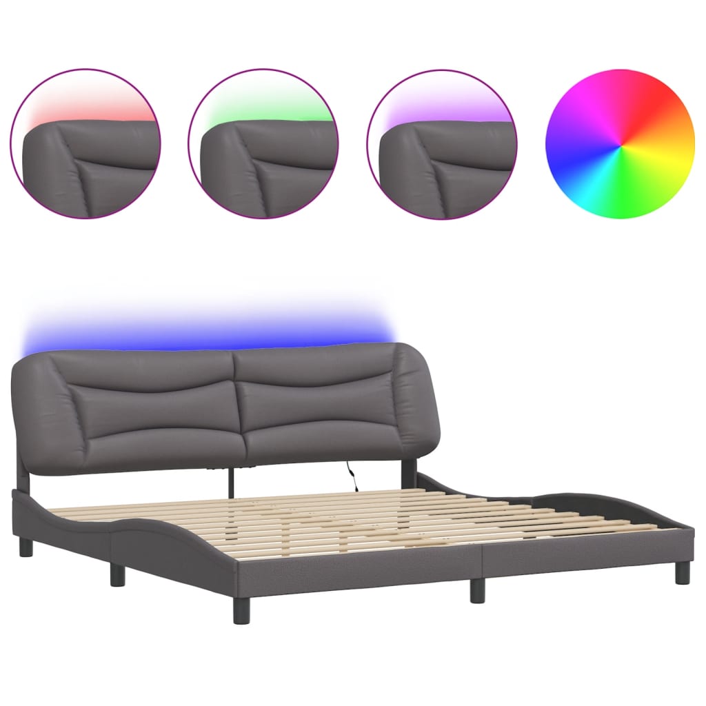 LED Bed Frame without Mattress Hvar Gray 200x200 cm