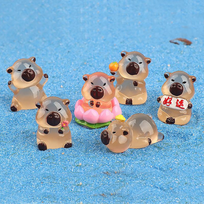 Мультяшная мини-светящаяся миниатюрная фигурка, поделки, милый орнамент, кавайный настольный декор для дома своими руками, аксессуары, подарки