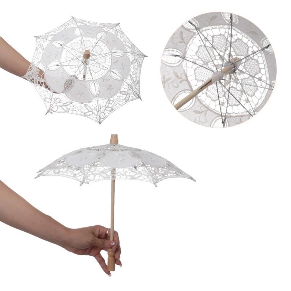 Vintage 26/31/43/53cm Lace Parasol Umbrella Embroidery Cotton Lace Flower Girl Umbrella Kids Sun Umbrella Wedding Decoration