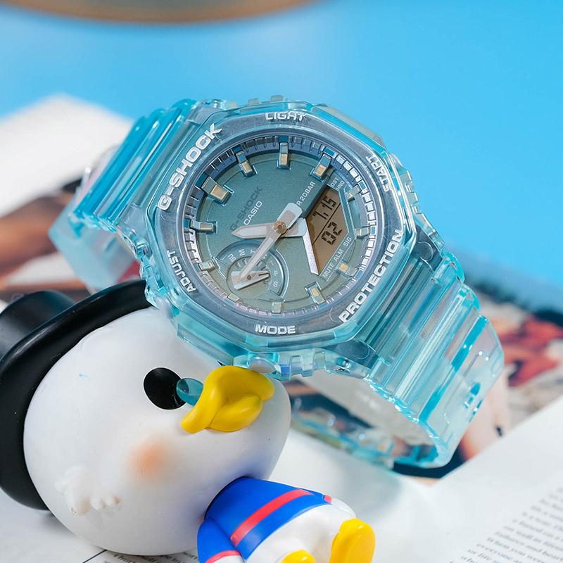 Casio G-SHOCK Серия Ice Tough Восьмиугольные Полупрозрачные Водонепроницаемые Механизм Кварцевый Механизм Ремешок из Смолы Японские и Корейские Часы GMA-S2100SK-2APR