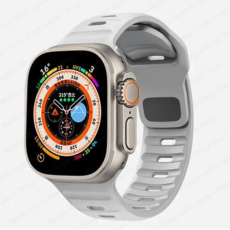 Silicone Strap for Apple Watch Band Ultra 2 49mm Correa Bracelet for Iwatch 9 8 7 6 5 SE 4 3 2 1 44mm 40mm 41mm 45mm 38mm 42mm Watchband