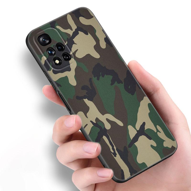 Камуфляжный Армейский Черный Силиконовый Чехол для Телефона Для Xiaomi POCO X3 X4 NFC F5 M3 M4 M6 X5 X6 Pro F3 F4 GT 5G C55 C65 M5