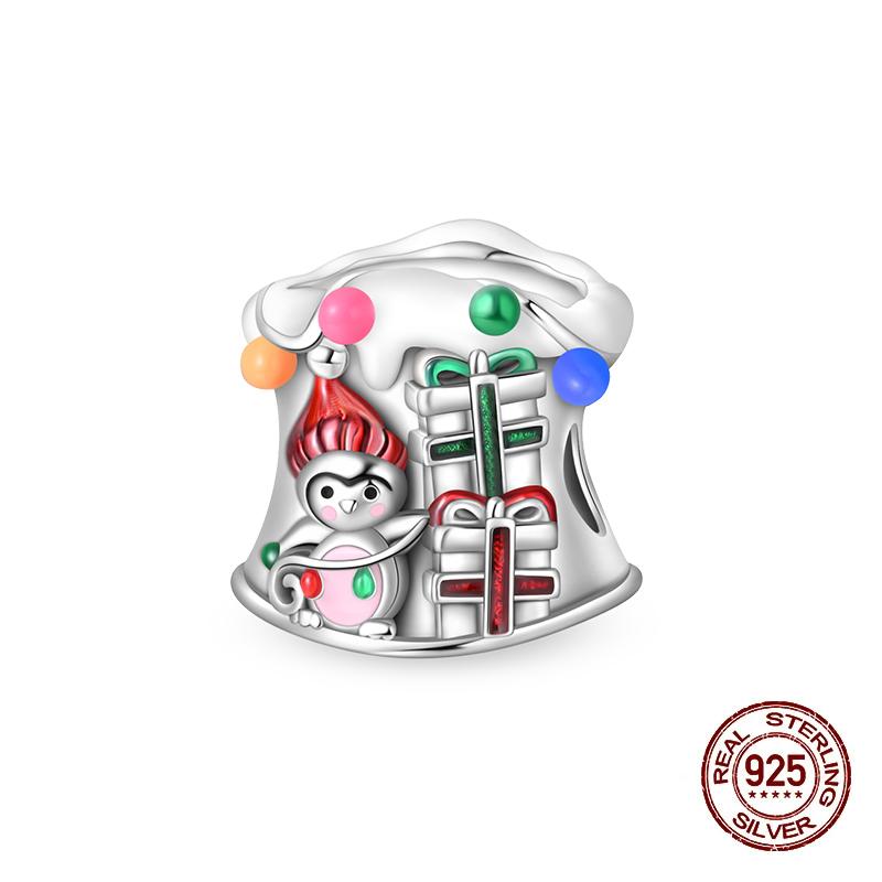 Зимние Шармы Медь Лось Медведь Санта Клаус Шармы Бусины Подходят для Оригинальных Браслетов Для Женщин Сделай Сам Праздничные Ювелирные Изделия Подарки