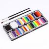 Набор акварельных красок 30 цветов Профессиональные краски для лица с 3 кистями, 6 трафаретами и 10 зелеными губками