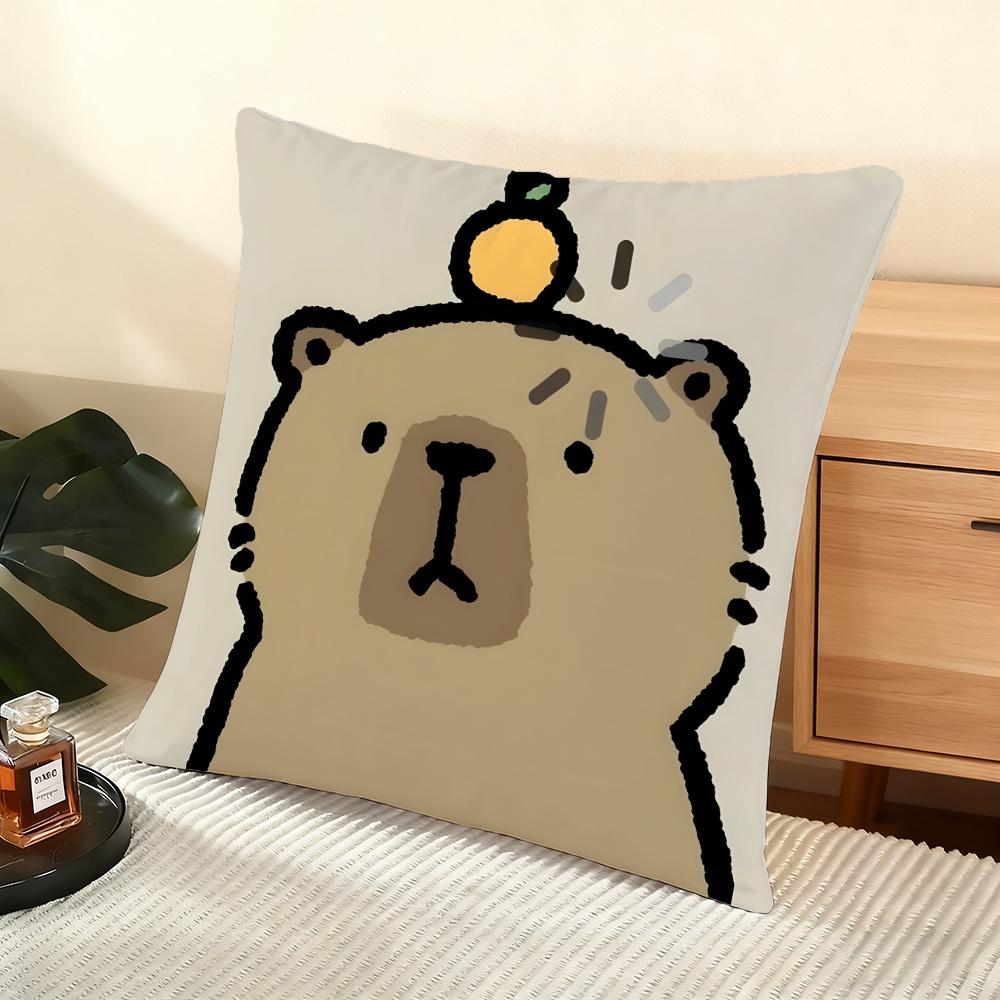 Наволочка Шелковистый Короткий Плюш Для Домашнего Дивана - Невидимая Молния Домашний Декор Милое Животное Мультяшный Компаньон Капибара