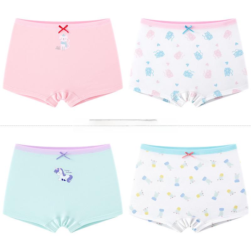 Детские антибактериальные трусы-боксеры с мультяшным рисунком, трусы из чистого хлопка для девочек - доступны в размерах S, M, L