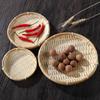 Small Creative Household Mini Round Dustpan Bamboo Woven Dim Sum Tray Candy Snack Tray