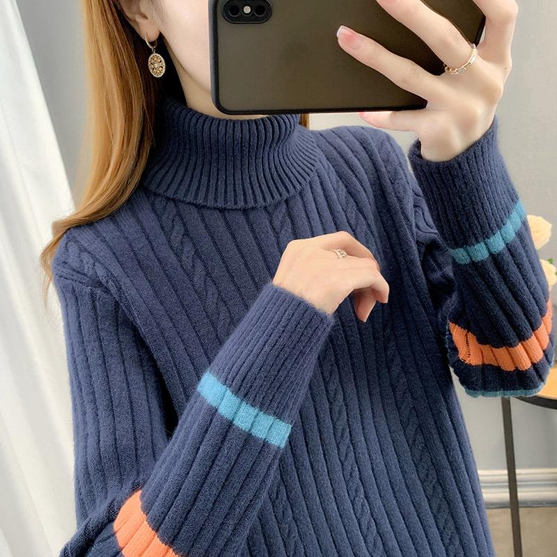 Женский утолщенный свитер с высоким воротником - зимняя теплая нижняя одежда 2024 года и стильный топ