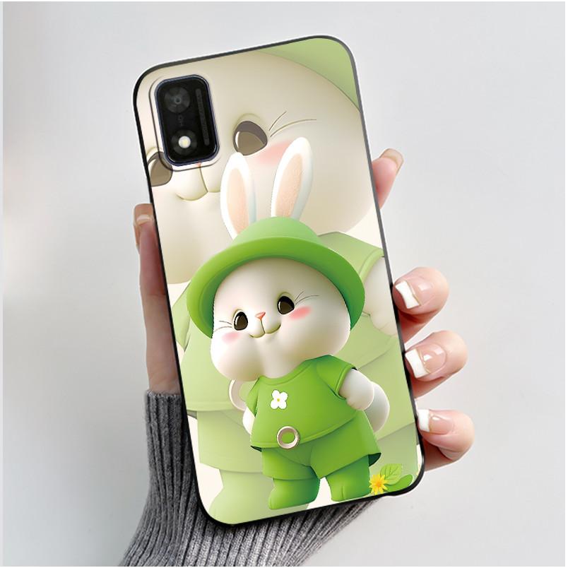 Чехол для ITEL A17 / ITEL A18 Чехол Роскошный Милый Кролик с Сердечком Забавный Мягкий Силикон Черная ТПУ Задняя Крышка Для ITEL A17 A 18 Чехол для Телефона