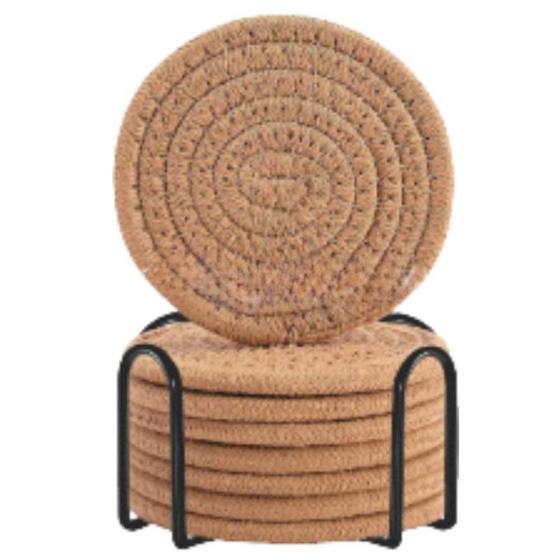 8 шт. подставок ручной работы из хлопка, впитывающих и термостойких, однотонных, в скандинавском стиле, для украшения дома