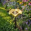 Resin Flower Bird Bath Stand Ground Insert Insect Drinking Water Bird Feeding Cup  Lawn Patio