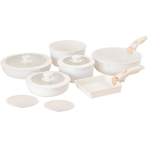 Набор из 11 сковород, подходит для индукционной и газовой плиты, включает съемные ручки, сотейник, сковороду для яиц и крышку, легко готовить, ланч-бокс и ли