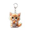 Automobile Pendant 2D Cat Car Rearview Mirror Hanging Ornament Acrylic Cat Charm Keyring Auto Backpack Keychain